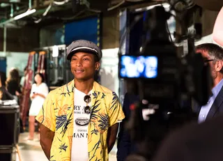 Man of the Hour - Pharrell Williams gives an interview backstage as iHeartMedia hosts a fireside chat about creativity with radio and television host and producer Ryan Seacrest during the Cannes Lions Festival at Grand Audi Theater in France.(Photo: Richard Bord/Getty Images for iHeartMedia)