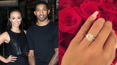 Draya Michele - The Basketball Wives LA star is heading down the aisle! Her longtime beau, Dallas Cowboys cornerback Oscar Scandrick, popped the question on June 18 in Los Angeles with a 6 carat, cushion-cut diamond designed by Jasons of Beverly Hills. Nice!  (Photos from Left: David Livingston/Getty Images, Draya Michele via Instagram)