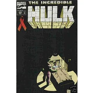 Super Hero on a Mission - This issue of the Incredible Hulk comic book series features a red ribbon to pay tribute to the cause.&nbsp;(Photo: Marvel Comics)
