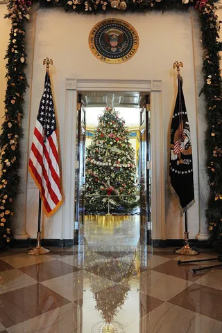 The Official White House Tree - The official White House Christmas Tree is festooned with ornaments in the Blue Room of the White House.(Photo: REUTERS/Mary F. Calvert)