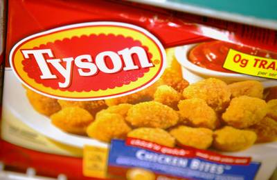 Tyson Recalls 34,000 Pounds of Chicken - Recently, Tyson, one of the most successful chicken manufacturing companies in the U.S., recalled 34,000 pounds of chicken due to salmonella poisoning. The USDA says that while seven people have been reported sick from this bacterial illness, this tainted chicken was not sent to stores. It was shipped across the nation for “institutional use,” The Associated Press reported.&nbsp;(Photo: Andrew Harrer/Bloomberg via Getty Images)