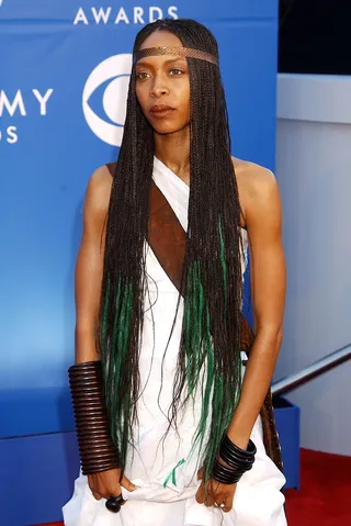 Total Trendsetter - We’d like to think Ms. Badu innovated the dip-dye trend years before anyone else. Here she is rocking tail-length micro braids with emerald green tips at the 2002 Grammys.  (Photo: Gregg DeGuire/WireImage)