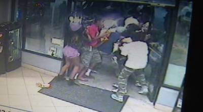 Caught on Camera: Teen Mob Robs Texas Store - A group of 30 to 40 teens stormed a Texas gas station convenience store on Saturday night and stole candy and food, the owner says. The Bryant Police Department says suspects may be charged with vandalism, theft and organized crime. The video of the incident has gone viral.&nbsp;(Photo: Courtesy KBTX)