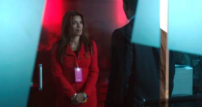 Kara Strikes Again - In episode one we saw that Kara (played by Lisa Vidal) wasn't feeling Mark (played by Aaron D. Spears) too much, so it was only fitting that when they met to talk business she wore a full, wool red suit to further show who's boss at SNC.&nbsp;(Photo: BET)