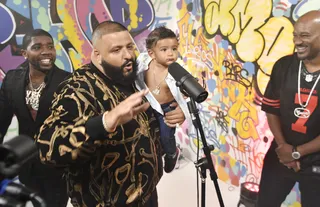 Host DJ Khaled and his son Asahd Khaled and Big Tigger in the Instabooth on the 2017 Hip Hop Awards.