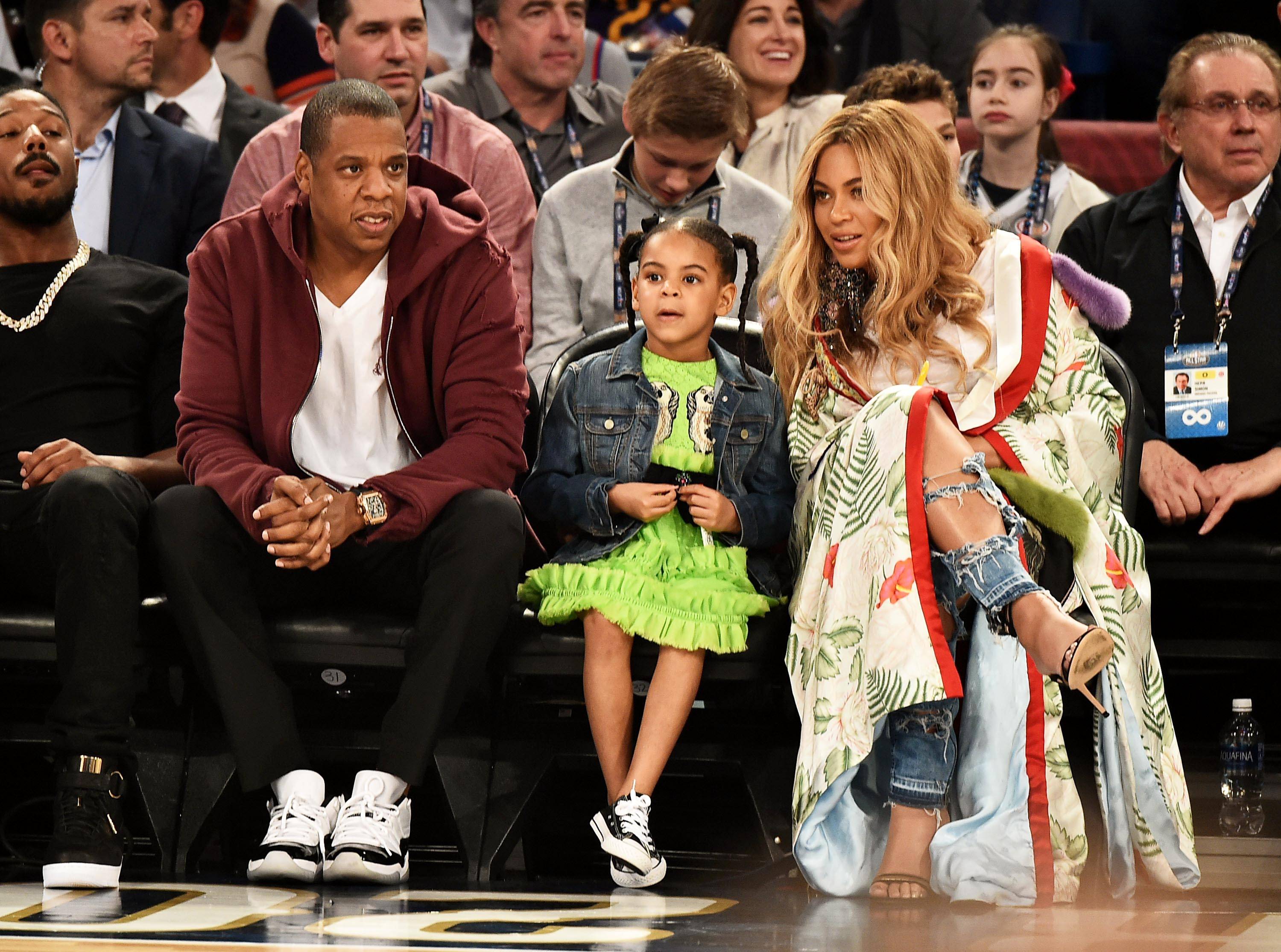 Blue Ivy Carter Sits Courtside with Dad JAY-Z at NBA Game