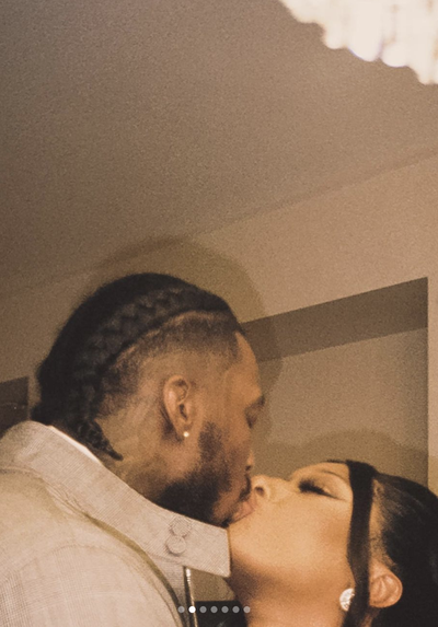 Me And My Boo! - Megan Thee Stallion is still celebrating with her boo, Pardi Fontaine. The Houston hottie partied after her Grammy's win and was sure to get a sweet kiss from her man. Aww, we are loving them together! (Photo: @Pardison Fontaine)