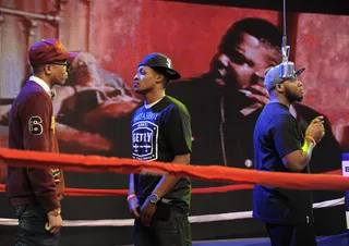 Biggie - Freestyle Friday contestants Spades vs Syahboy at 106 &amp; Park, March 9, 2012. (Photo: John Ricard / BET)