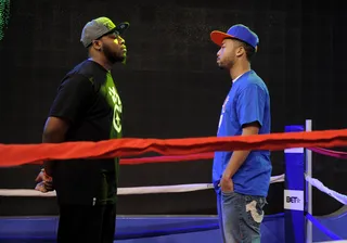 It's Serious - Freestyle Friday contestants Payne Da Squad Boy vs A.R. 16 at 106 &amp; Park, March 9, 2012. (Photo: John Ricard / BET)