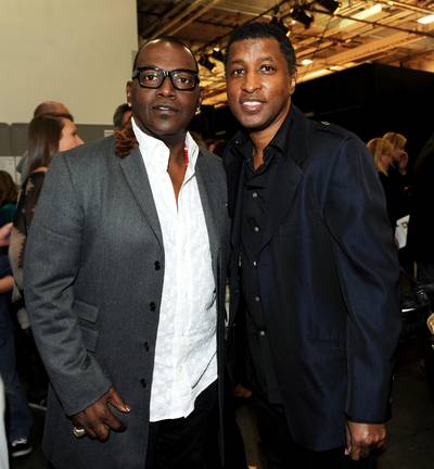 Brothers in Music - American Idol judge and music producer Randy Jackson poses with longtime friend, singer-songwriter-producer Kenneth 'Babyface' Edmonds, backstage at FOX's American Idol Season 11 Top 13 live performance show.&nbsp;(Photo: Frank Micelotta/PictureGroup)