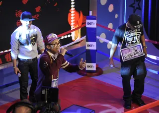 Let's Get Ready to Rumble - Freestyle Friday contestants Spades vs Syahboy at 106 &amp; Park, March 9, 2012. (Photo: John Ricard / BET)