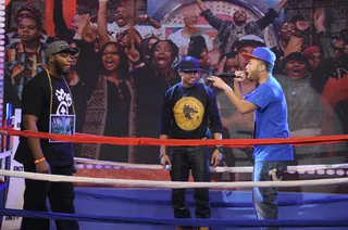 The Ring - Freestyle Friday contestants Payne Da Squad Boy vs A.R. 16 at 106 &amp; Park, March 9, 2012. (Photo: John Ricard / BET)