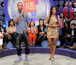 Looking Good - Terrence J and Rocsi Diaz at 106 &amp; Park, March 05, 2012. (Photo: John Ricard / BET)