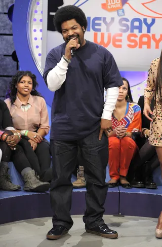 The Man - Ice Cube with Terrence J and Rocsi Diaz at 106 &amp; Park, March 05, 2012. (Photo: John Ricard / BET)