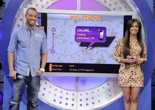 106 Nation - Terrence J and Rocsi Diaz present Lindsay of 106 Nation with a prize pack to see A Thousand Words at 106 &amp; Park, March 05, 2012.&nbsp; (Photo: John Ricard / BET)