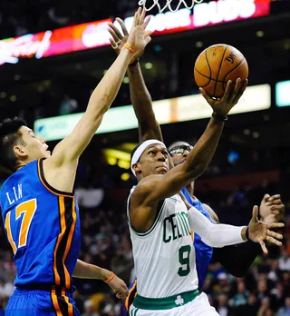 Rajon Rondo - Boston Celtics star Rajon Rondo’s head accessory helps him propel past his opposition.  (Photo: CJ GUNTHER/Landov)