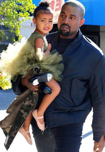 Yeezy's Little Lady - Kanye West drops his daughter,&nbsp;North West, off at ballet class along with Kourtney Kardashian and her daughter,&nbsp;Penelope (not pictured), in Calabasas, California.&nbsp; (Photo: PacificCoastNews)