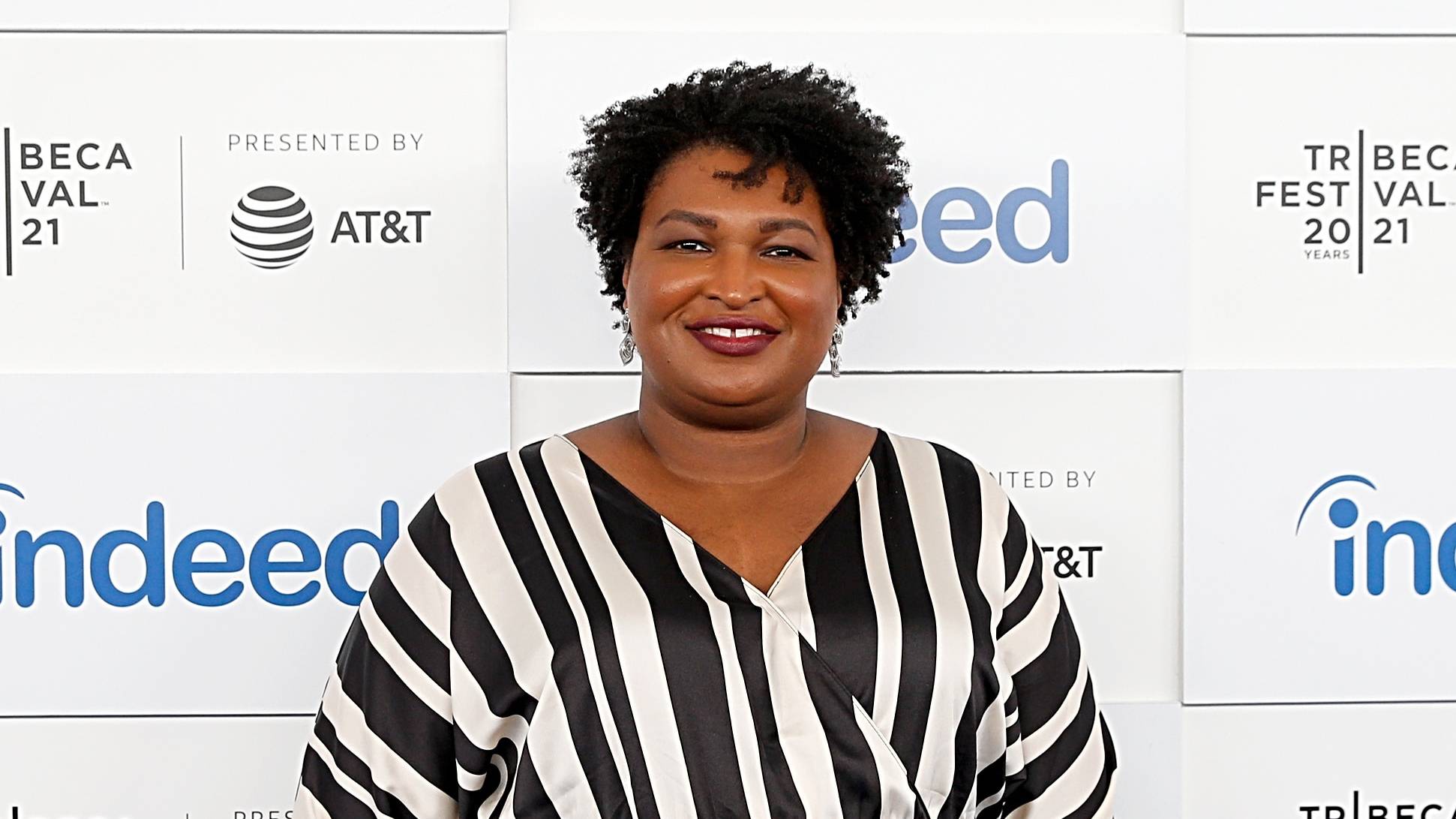 Stacey Abrams attends the 2021 Tribeca Festival Belafonte Awards at Battery Park on June 19, 2021 in New York City. 
