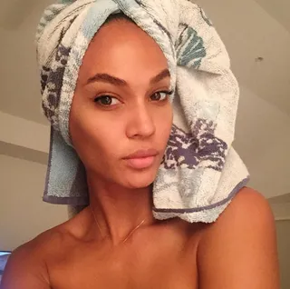 Joan Smalls @joansmalls - It's always a good morning when you wake up without the leftovers from last night's #Beat face. The supermodel is religious about washing her face before bed.(Photo: Joan Smalls via Instagram)