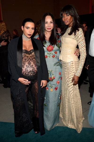 Art x Fashion - Reality-TV starlet Kim Kardashian West, Art Film Gala co-chair Eva Chow and the stunning supermodel Naomi Campbell attend the LACMA 2015 Art+Film Gala Honoring James Turrell and Alejandro González Iñárritu, presented by Gucci at Los Angeles County Museum of Art in Los Angeles.(Photo: Charley Gallay/Getty Images for LACMA)