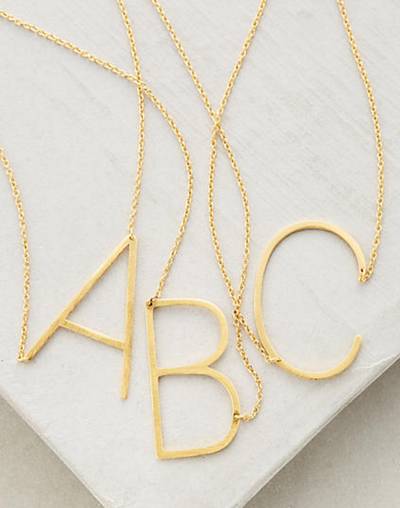Anthropologie Monogram Pendant Necklace ($38)&nbsp; - Two-inch brass letters are sure to make a statement.&nbsp;(Photo:&nbsp;Anthropologie)