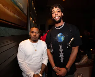 FEB 14:&nbsp;Nas and Jahlil Okafor - Nas and Jahlil Okafor attends&nbsp;Hennessy's All-Star Weekend Gentlemen's Lounge. (Photo: Noel Vasquez/Getty Images for Hennessy )