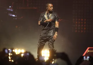 Kanye West - Music’s finest have been spied out and about rocking a fly crop of leather tops. From Kanye West to Chris Brown to Kendrick Lamar, these 15 dapper fellas show us how to pull leather off the right way.  Among the first to embrace the fashion-forward style, Mr. West commands the crowd donning leather on top of leather on top of leather. Fresh.    By Metanoya Z. Webb  (photo: Maxppp /Landov)