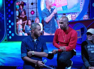 Lets Rock This - Terrence J talks to stage manager Chris at 106 &amp; Park, June 5, 2012. (Photo: John Ricard / BET)