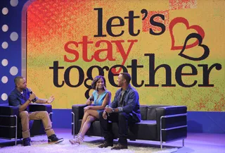 Say That Again - Terrence J talks with Joyful Drake and Ron Reaco Lee about the season finale of "Let's Stay Together" at 106 &amp; Park, June 5, 2012. (Photo: John Ricard / BET)
