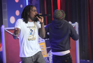 We Got This - Curren$y and Wale perform "What it Look Like" at 106 &amp; Park, June 4, 2012. (Photo: John Ricard / BET)