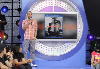 Holla - Terrence J tells the audience about the release of "Safe House" on Blu Ray at 106 &amp; Park, June 4, 2012. (Photo: John Ricard / BET)