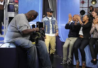 Come On Out - Royce Da 5'9" of Slaughterhouse walks on set at 106 &amp; Park, June 4, 2012. (Photo: John Ricard / BET)