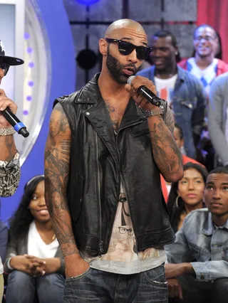 Cool Bro - Joe Buddens hanging out on set at BET's 106 &amp; Park, June 4, 2012. (Photo: John Ricard / BET)