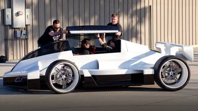 50 Cent, Parker Brothers Custom Car - Not sure what this car is? We're not sure either. All we know is that 50 is definitely teaching us how to stunt with this futuristic, swagged out ride that was featured on SyFy Network's series Dream Machine.   (Photo: SyFy Network)