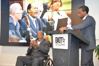 Book Talk - Barry delivered a spirited talk about his life and legacy during an event to promote his book hosted by BET Networks.   (Photo: Phelan Marc/BET)
