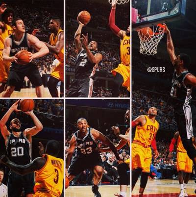 Champs Too Much - Think King James is tired of losing to Tim Duncan&nbsp;yet?&nbsp;This collage of photos show how the San Antonio Spurs handled LeBron James and the Cleveland Cavaliers on Wednesday night.&nbsp;(Photo: Spurs via Instagram)