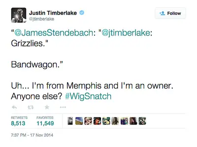 Justin Timberlake, @jtimberlake - Justin Timberlake sonned a troll that called him a &quot;bandwagon&quot; sports fan. Guess he should have done his research. #YouTriedIt(Photo: Justin Timberlake via Twitter)