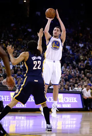 Klay Thompson Drops 40 on Pacers - It'd be a crime to leave Klay Thompson off the All-Star team this year. The shooting guard scored 27 of his 40 points in the second half to lead the Golden State Warriors to a 117-102 home win over the Indiana Pacers on Wednesday night.&nbsp;(Photo: Ezra Shaw/Getty Images)