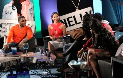 Lean In - The Nellyville clan leans in while Rocsi talks.&nbsp; (Photo: Maury Phillips/WireImage)