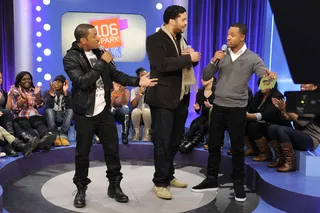 Whoa There - RonReaco Lee and Bert Belascoat with Terrence J at 106 &amp; Park, January 17, 2012. (Photo: John Ricard / BET)