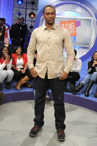 Look at Him - Anthony Mackie at 106 &amp; Park, January 17, 2012. (Photo: John Ricard / BET)