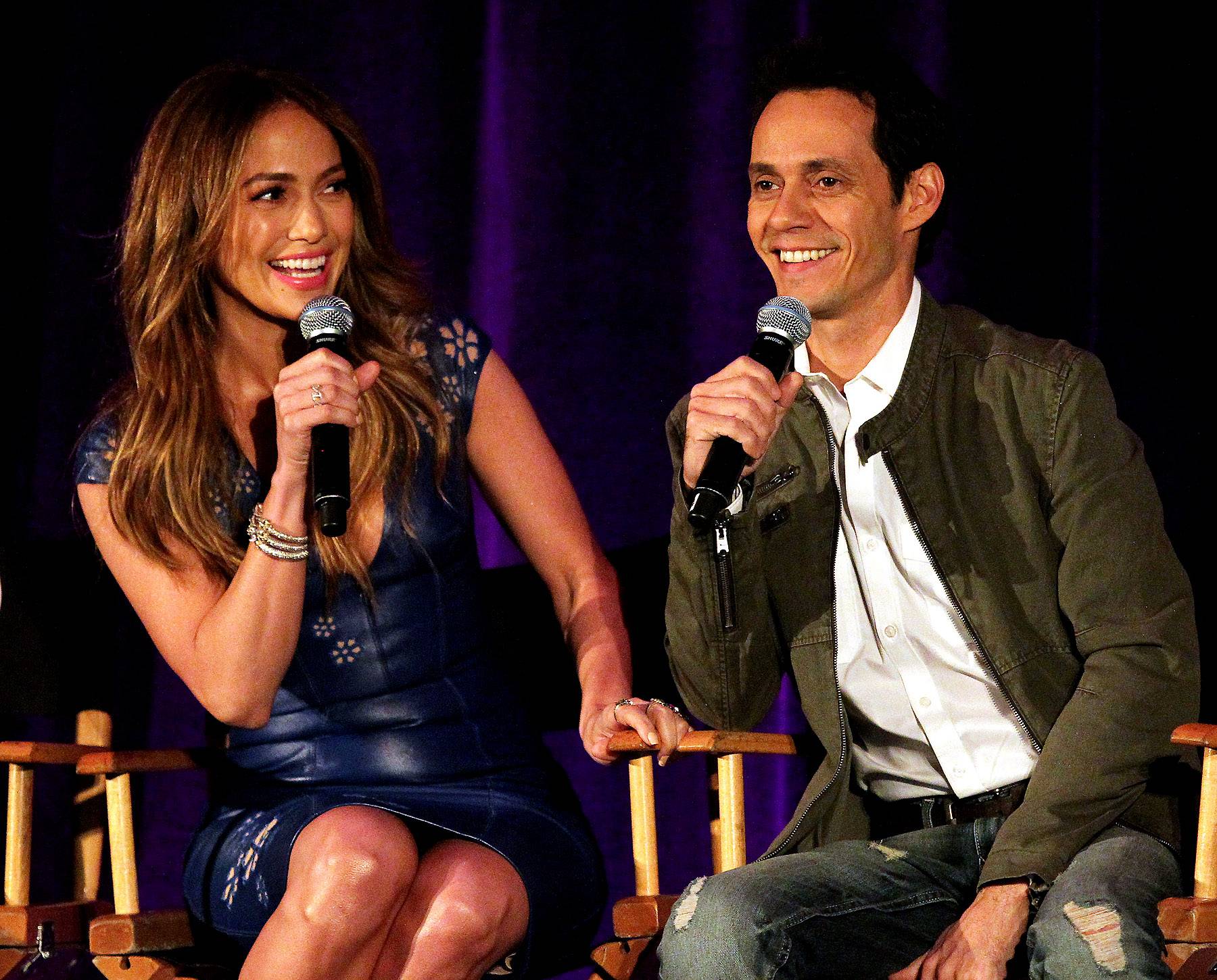 No Beef Here - Jennifer Lopez and soon-to-be ex-husband Marc Anthony look downright convivial despite all the tabloid fodder about their vicious divorce. Here the two talk to press at the 2012 Winter Television Critics Association Press Tour at The Langham Huntington Hotel and Spa in Pasadena, California. (Photo: Frederick M. Brown/Getty Images)