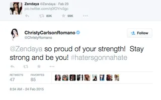Christy Carlson Romano, @ChristyCarlsonRomano - The Kim Possible star praises Zendaya for being a role model for other young women.(Photo: Christy Carlson Romano via Twitter)