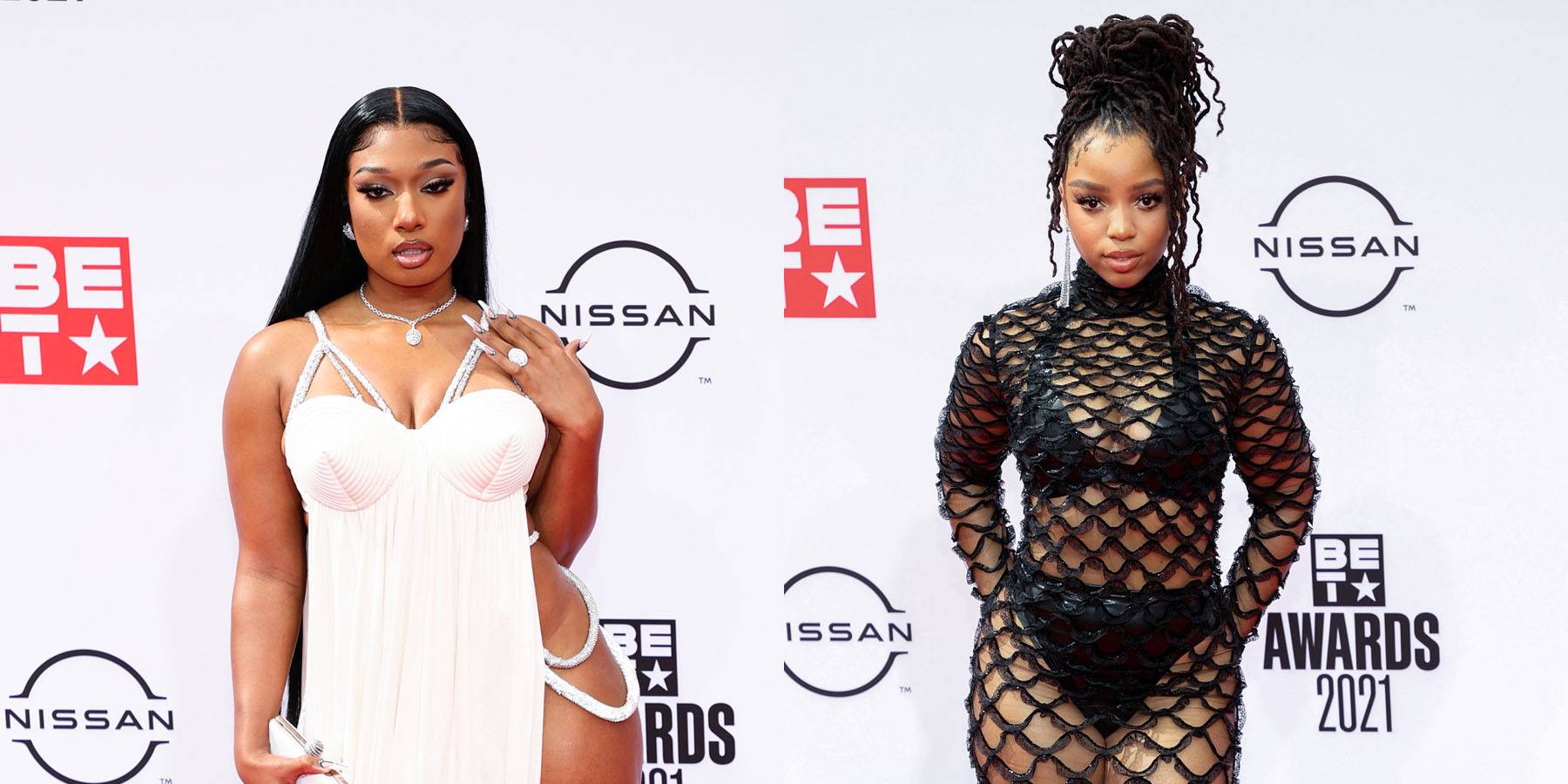 Megan Thee Stallion and Chloe Bailey on BET Buzz 2021
