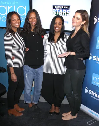 In the Family Way - Zoe Saldana and her sisters Cisely and Mariel stop by Maria Menounos's show Conversations With Maria on Sirius XM.(Photo: Jen Lowery / Splash News)