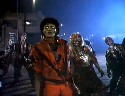 &quot;Thriller,&quot; Michael Jackson - A horror epic film captured on wax, the title song from the biggest-selling album of all time remains the most cinematic track of Michael Jackson's entire musical catalogue. The infectious disco-funk dance track mixed with the King of Pop's early '80s melodic vocals and, of course, Vincent Price's haunt-rap makes this song, excuse the pun, an outstanding thriller.  (Photo: Epic Records)