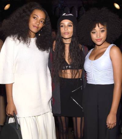#BlackGirlMagic At NYFW Part 2 - Another awesome flick to get obsessed over!&nbsp;Solange Knowles, Zoe Kravitz and Amandla Stenberg attend the Alexander Wang Fall 2016 fashion show during NYFW and slay our entire lives.  (Photo: Jamie McCarthy/Getty Images)