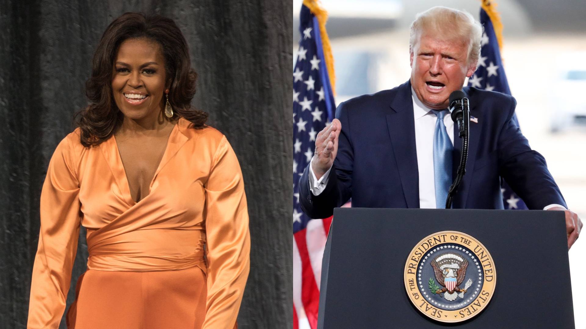 Donald Trump and Michelle Obama on BET Buzz 2020.
