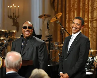 Political Prowess - Stevie Wonder was an advocate for President Obama's campaign runs in 2008 and 2012. Here the two meet at a celebration of honor for Stevie Wonder.   (Photo: Ron Sachs-Pool/Getty Images)