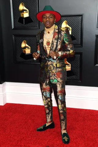 DaBaby looked quite dapper in his custom Dolce And Gabbana suit. - (Photo by Kevin Mazur/Getty Images for The Recording Academy )
